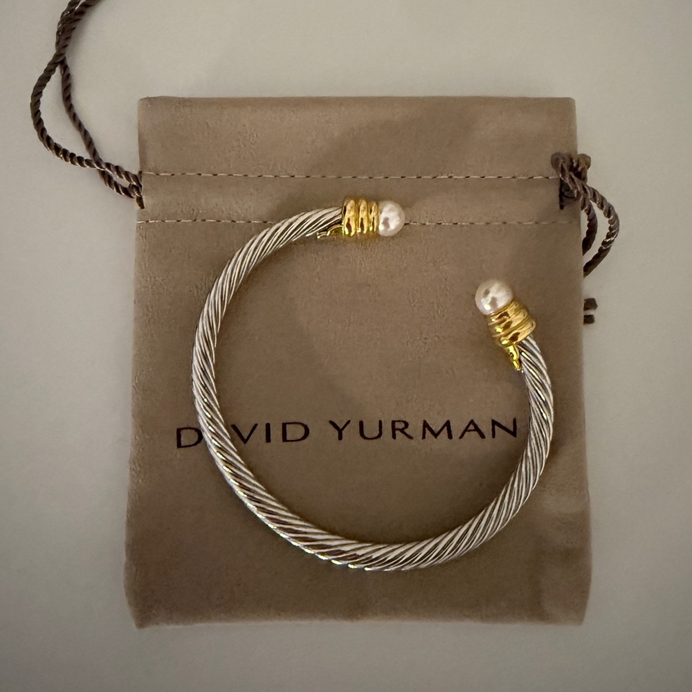 SILVER AND GOLD PEARL CABLE BRACELET